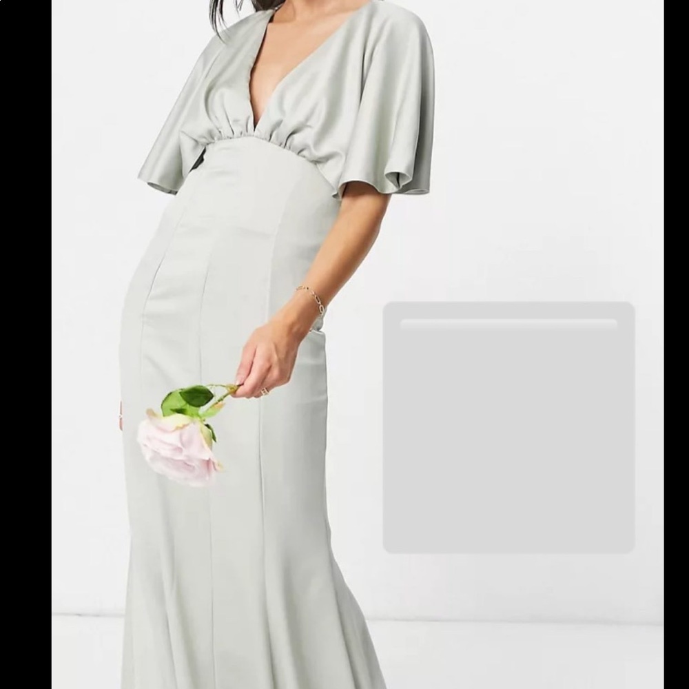 ASOS sage green bridesmaid gown. Size 6, mermaid look.